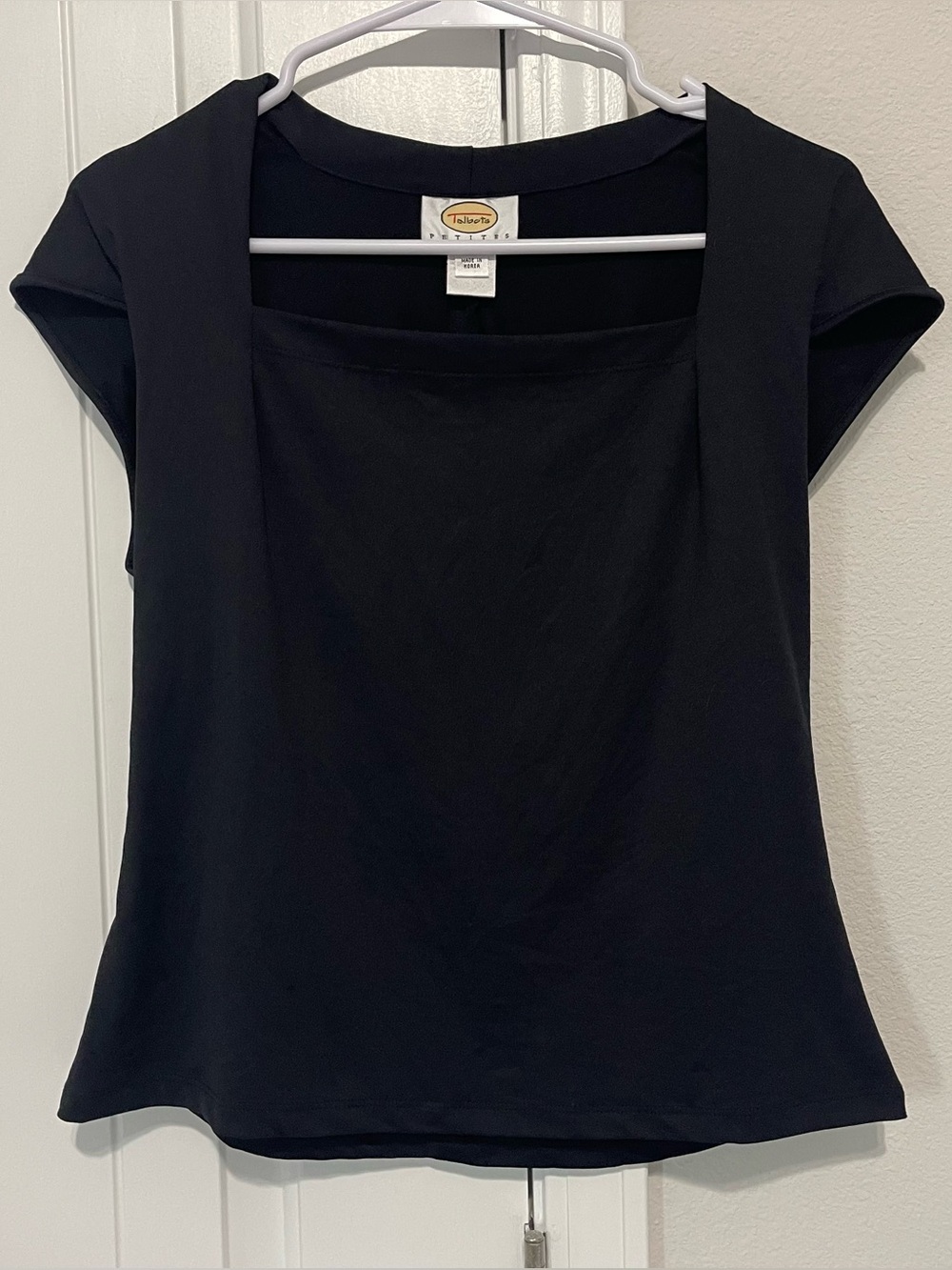 Talbots Black Square-Neck Cap Sleeve Top